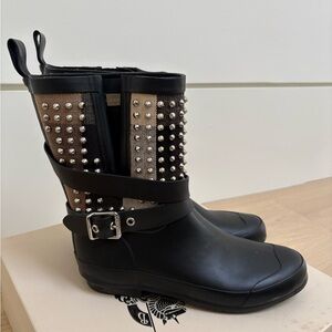 Burberry Studded Black Rain Boots
